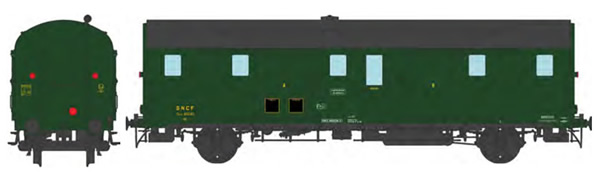 REE Modeles VB-341 - French SNCF DEV 52 Luggage Van 306 green, black roof, modern lantern, 3 headlights, South-West SNCF